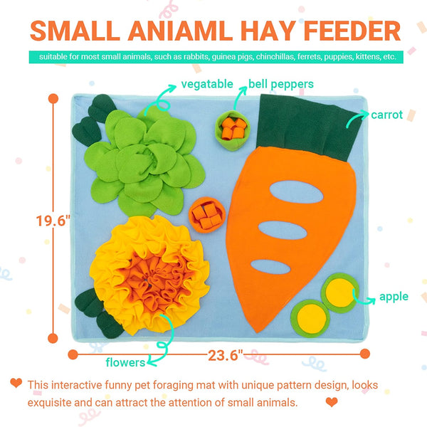 Rabbit Snuffle Mat, Bunny Foraging Feeding Toy for Small Pet | Small Animal Enrichment Toy Washable Feeding Mat for Guinea Pig Chinchilla Hedgehog Ferret2