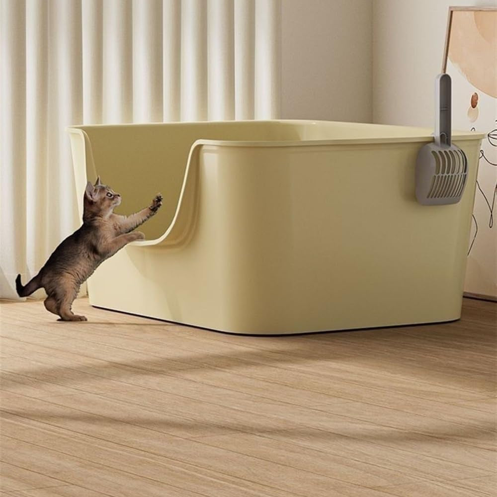 pet-supplies-large-anti-splash-litter-box-with-high-sides-easy-clean-cat-pan-includes-scoopgray