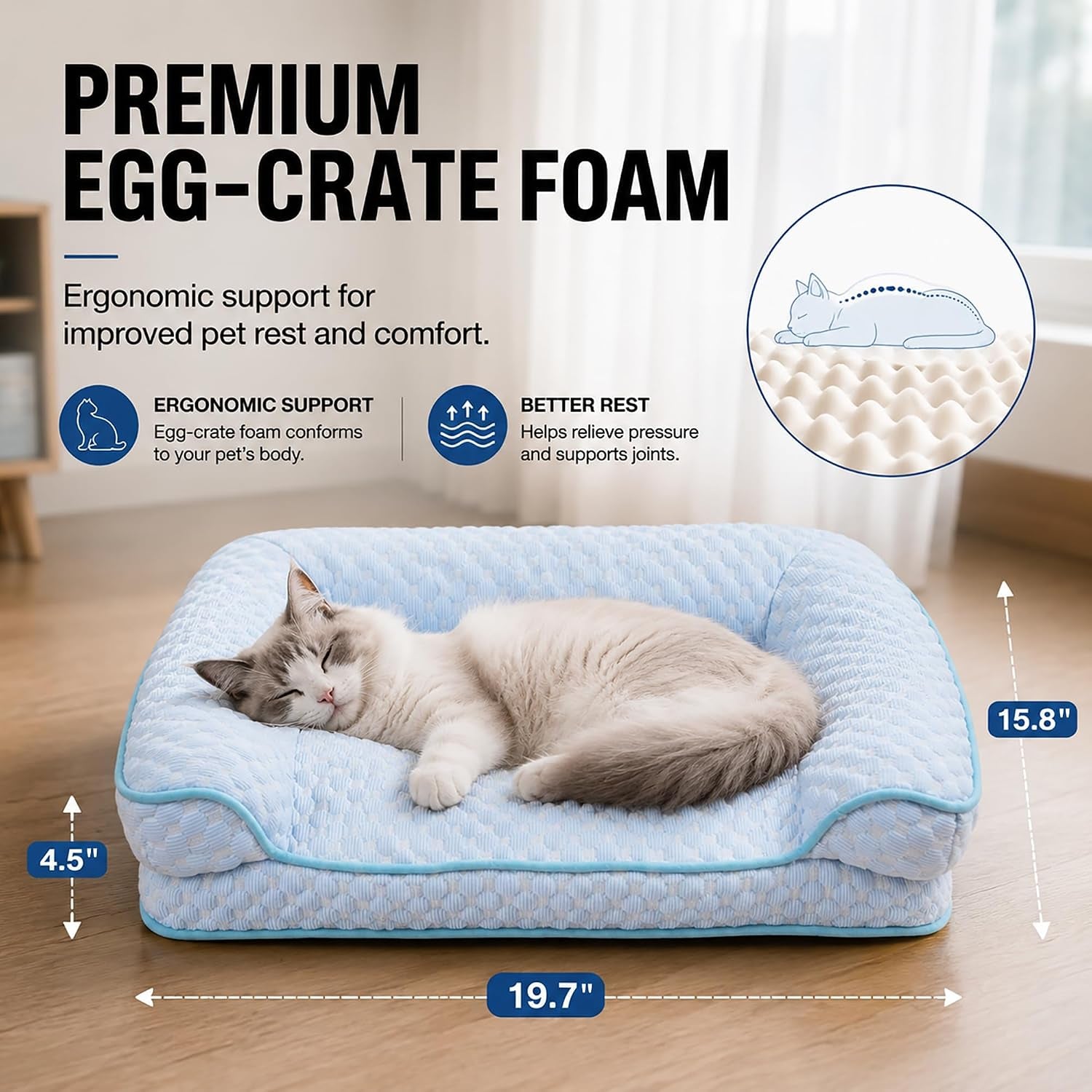 cooling-cat-bed-for-indoor-cats-19-7-x-15-8-in-supportive-pet-sofa-with-egg-crate-foam-breathable-cool-touch-fabric-washable-bolster-bed-for-cats-and-small-dogs