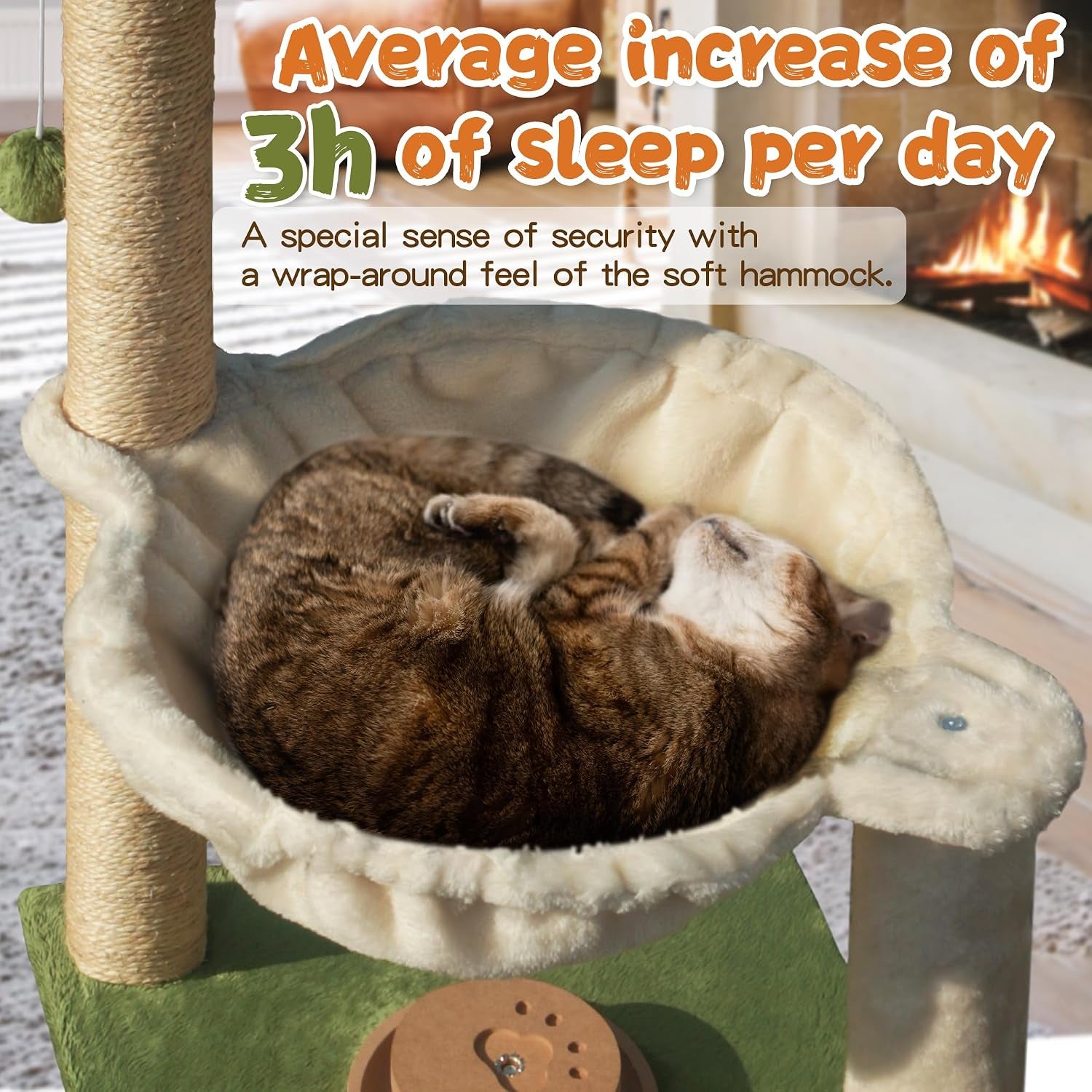 fantasreen-cat-scratching-post-28-inches-small-cat-tree-tower-with-hammock-cat-toy-wooden-interactive-condo-for-kitten-and-adults-cat