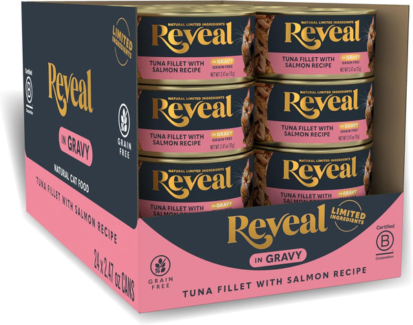 Reveal Fish & Chicken Variety in Gravy Wet Cat Food 12-Pack 2.47 Oz Cans | 100% Natural, High Quality Protein, Limited Ingredient, Grain Free, No Fillers, No Artificial Additives, No By-Products10