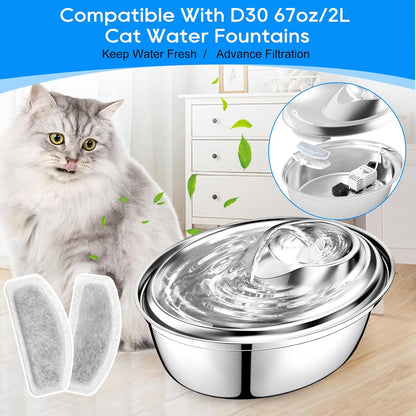 12+6 Pack Cat Fountain Filters Replacement for D30 67Oz/2L Pet Fountain Filters Replacement 12 Pcs Filter and 6 Pcs Replacement Pre-Filter Sponges Compatible with ORSDA Pet Water Fountains2