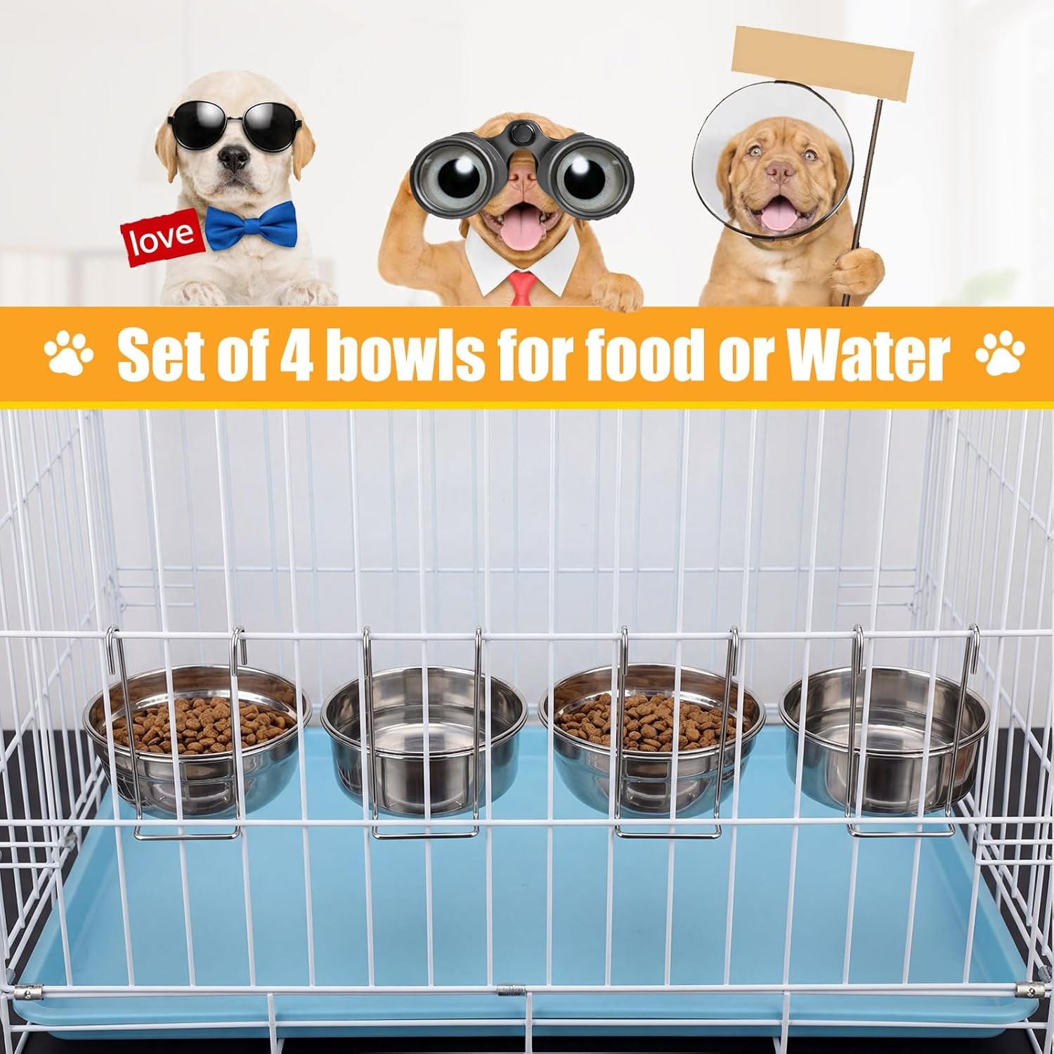zhehao-4-pack-hanging-dog-water-and-food-bowls-for-kennel-cage-no-spill-dog-crate-water-bowl-stainless-steel-bowls-dish-for-dogs-crate-cage-accessories-35oz-50oz-65oz