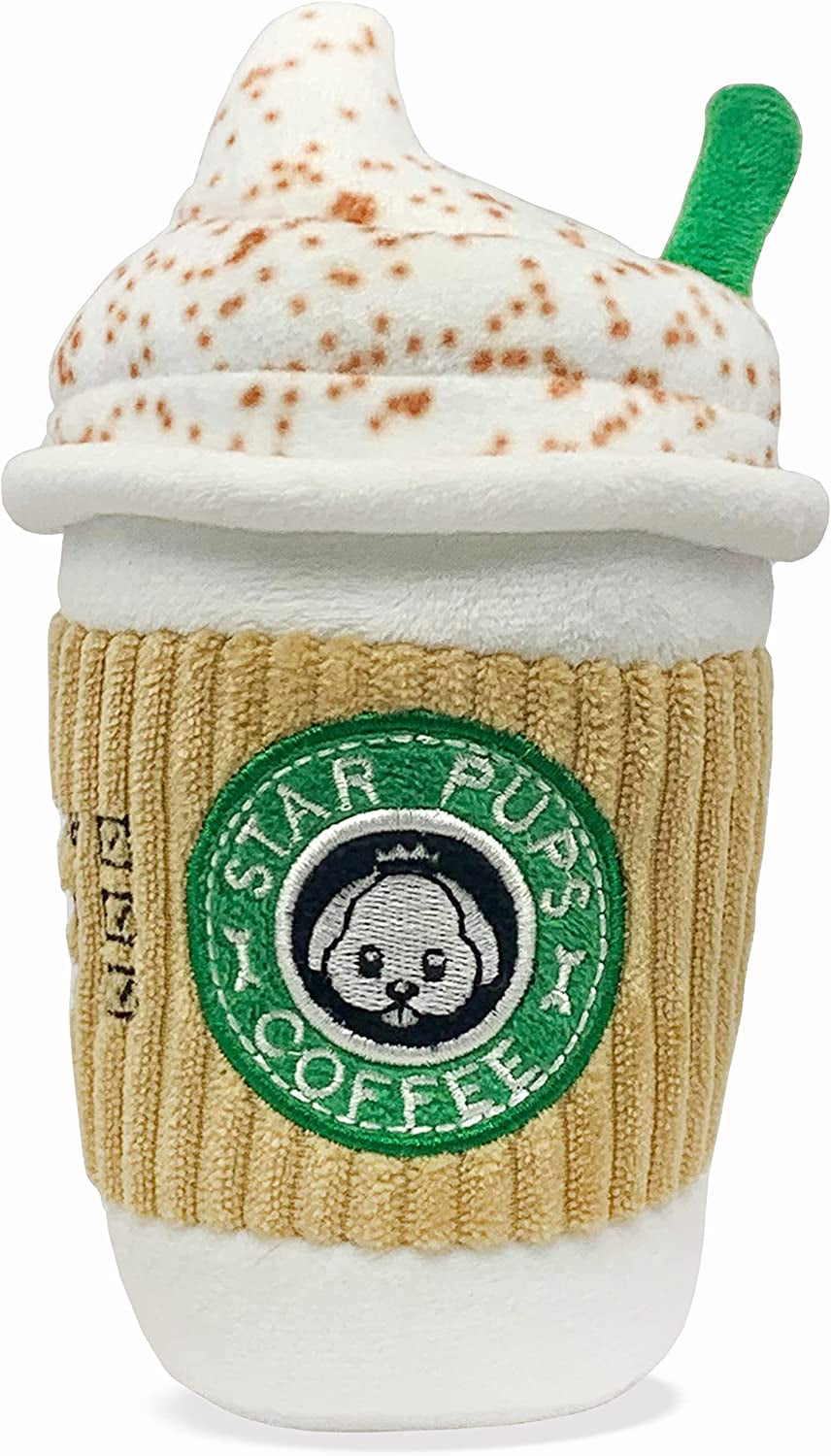 nestpark-parody-star-pups-coffee-dog-toy-pupkin-spice-latte-funny-plush-squeaky-crinkle-dog-toys-for-medium-small-and-large-for-dog-birthday