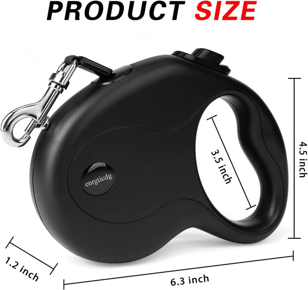 Enrgticdg 16Ft Retractable Dog Leash,Light Weight Leash for Small to Medium Dogs/Cats up to 50Lbs,Stainless Steel Spring Strong Nylon Tape, Tangle Free, One-Handed Brake.(Black)2