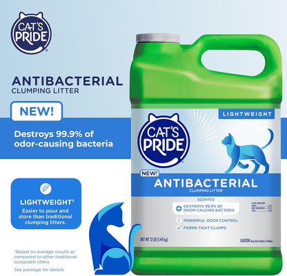 Cat'S Pride Antibacterial Cat Litter: Destroys 99.9% of Odor-Causing Bacteria - Powerful Odor Control - Premium Lightweight Clumping Litter - Scented, 12 Pounds2