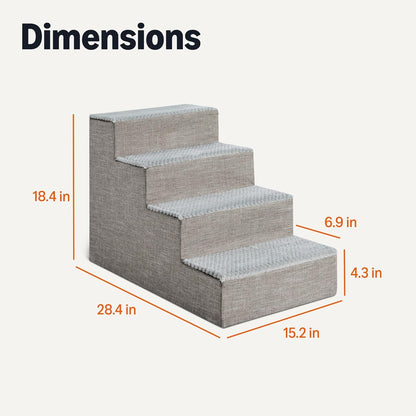 Amazon Basics Dog Steps, 18.7" H, 4-Step Pet Stairs for High Bed Couch and Sofa, Non-Slip Bottom, for Indoor Dogs and Cats, Grey5