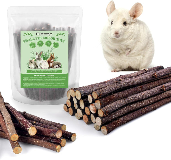 Bissap Apple Sticks for Rabbits, Natural Bunny Chew Toys and Treats for Chinchilla Guinea Pig Hamster Gerbil Small Animals Pet Apple Wood Stick Toys Teeth Grinding (230G/8.1Oz)10