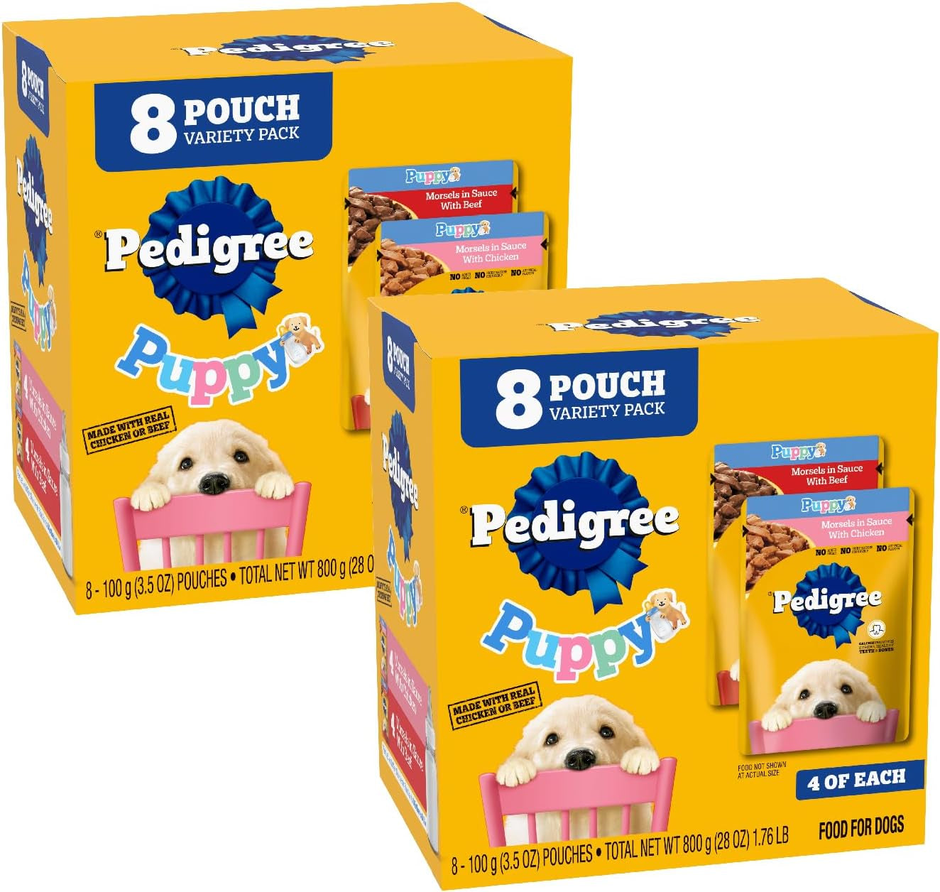 pedigree-puppy-morsels-wet-dog-food-pouch-chicken-3-5-oz-16-count-steam-cooked-high-quality-animal-protein-dha-brain-support-calcium-for-teeth-bones-topper-or-complete-meal