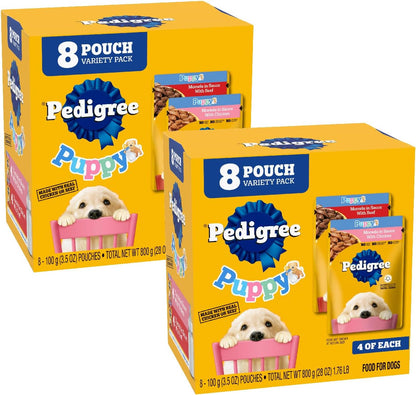 Pedigree Puppy Morsels Wet Dog Food Pouch, Chicken, 3.5 Oz, 16 Count | Steam Cooked, High Quality Animal Protein, DHA Brain Support, Calcium for Teeth & Bones, Topper or Complete Meal13