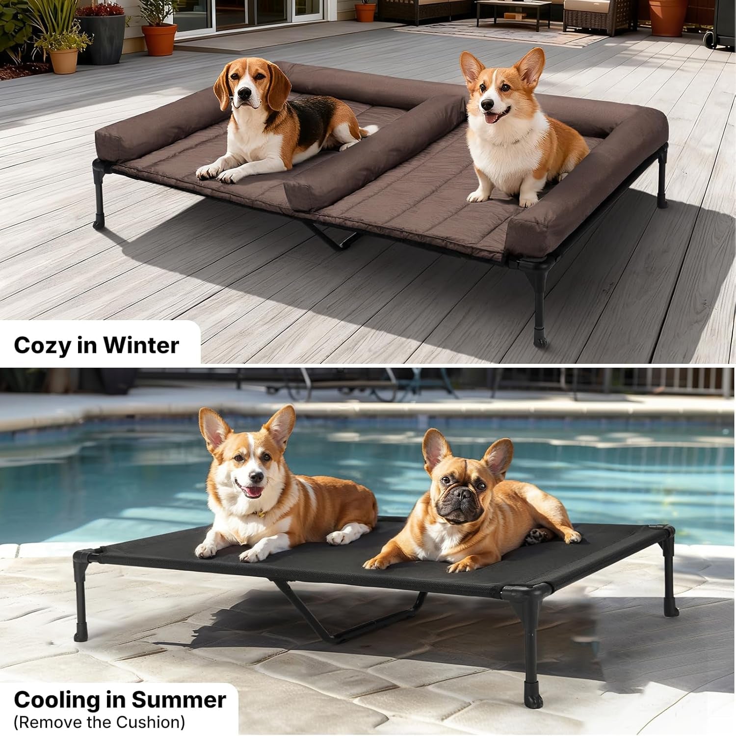 veehoo-elevated-dog-bed-for-2-dogs-cooling-raised-dog-bed-with-bolster-mat-outdoor-double-dog-bed-with-removable-waterproof-cushion-breathable-mesh-non-slip-feet-for-outdoor-indoor-49-brown