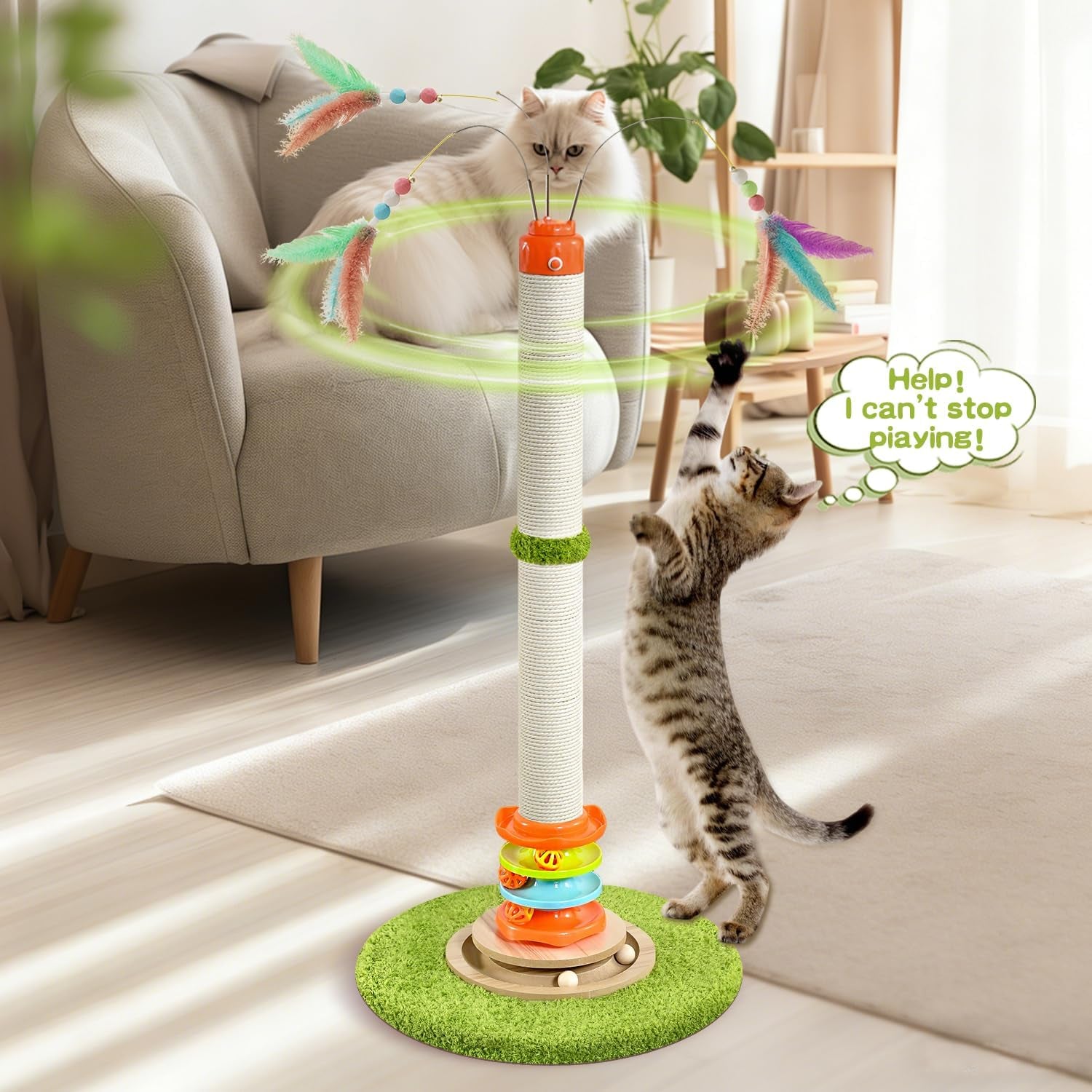 yaruomy-tall-cat-scratching-post-40-cat-scratcher-tree-cat-toys-for-indoor-cats-with-cat-toys-4-tier-roller-track-automatically-rotating-cat-teaser-wand-hanging-balls-for-kittens-adults-cats