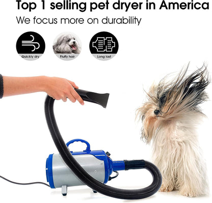 SHELANDY Groomer Partner Pet Hair Force Dryer Dog Grooming Blower with Heater (Blue)2