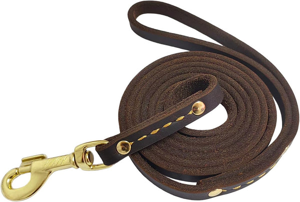 Leather Dog Leash 6 Ft X 1/2 Inch Heavy Duty Genuine Leather Dog Training Leash Soft and Strong Leather Leash for Small and Medium Dogs Brown1
