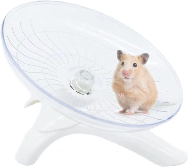 Hamster Flying Saucer Silent Running Exercise Wheel for Hamsters, Gerbils, Mice,Hedgehog and Other Small Pets Silent Running Wheel Hamster Wheel (White)1