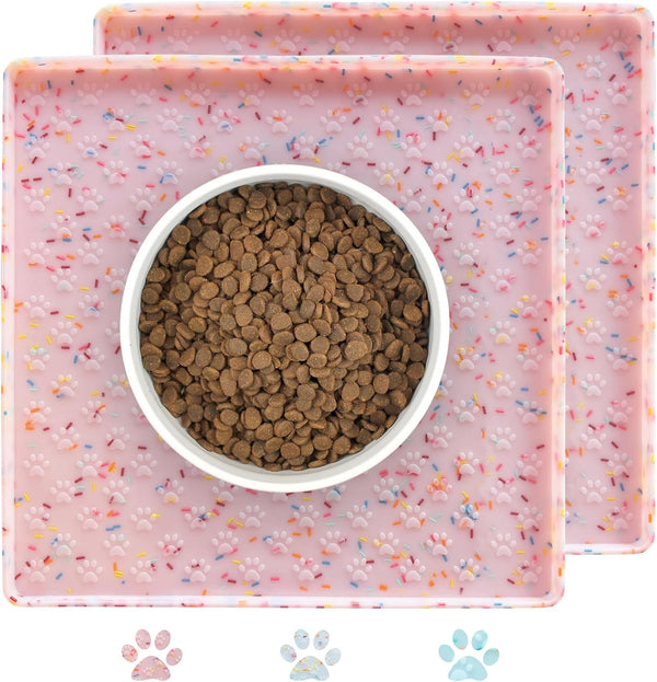 Ptlom Pet Placemat for Dog and Cat, Mat for Prevent Food and Water Overflow, Suitable for Small, Medium and Big Pet, 18" 12", Grey, Silicone59