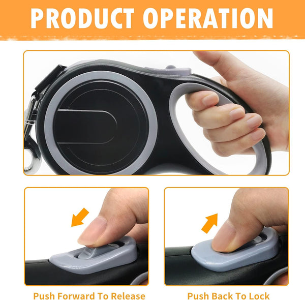 26Ft Retractable Dog Leash, Heavy Duty Great Leash for Dog up to 110 Lbs, Anti-Slip Rubberized Handle, One-Handed Brake, Strong Nylon Tape, Tangle Free(Large Size).4