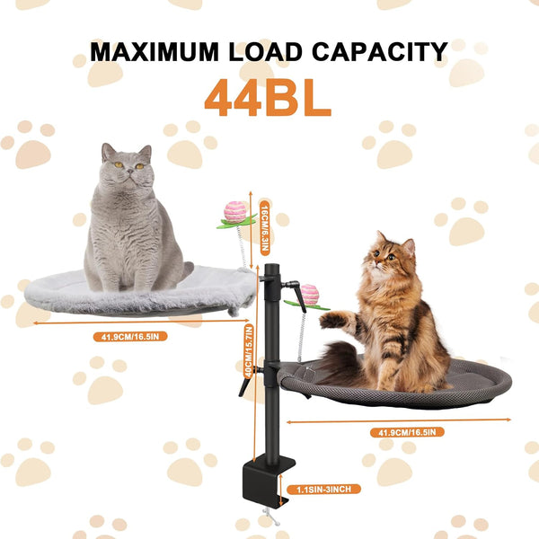 Double Cat Desk Bed, 360° Rotating & Adjustable Desk Mount with Soft Faux Fur & Breathable Mesh Accessories, Ergonomic Cat Perch for Remote Workers,Gamers, and Office Staff - Supports up to 44 Lbs5