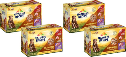 Nature'S Recipe Grain Free Wet Dog Food Variety Pack, Chicken Recipes with Beef, Turkey & Lamb in Savory Broth, 2.75 Oz. Cups (Pack of 12), 2 Count12