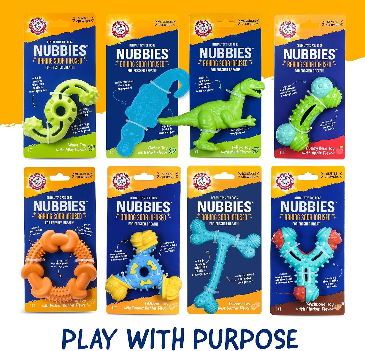 arm-and-hammer-nubbies-t-bone-dental-dog-chew-toy-with-peanut-butter-flavor-tpr-nubs-clean-teeth-and-gums-durable-nylon-chew-for-aggressive-chewers-helps-reduce-plaque-and-tartar