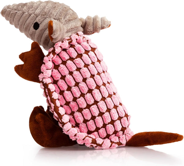 Hollypet Plush Dog Squeaky Toy Stuffed Armadillo Animal Pet Puppy Chew Toys with Clean Teeth for Small Medium Large All Breed Sizes Dogs, Gray, 8 In32