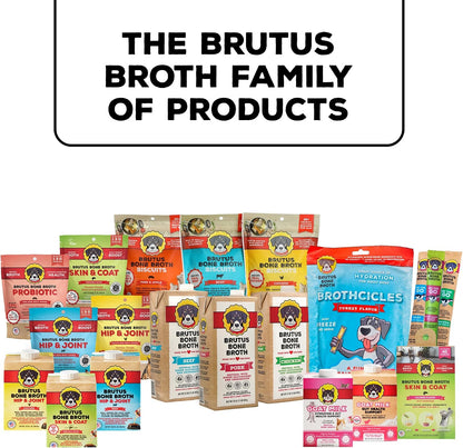 Brutus Chicken Broth Liquid for Dogs - All Natural Chicken Bone Broth for Dogs with Chondroitin Glucosamine Turmeric -Human Grade Dog Food Toppers for Picky Eaters & Dry Food -Tasty & Nutritious9