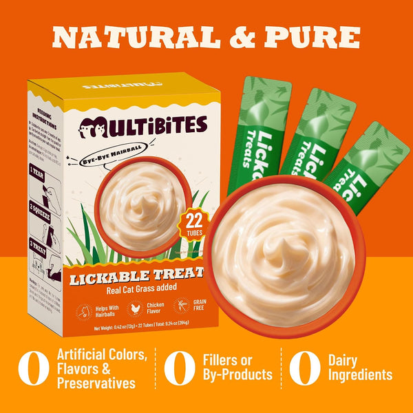 22 Tubes Lickable Cat Treats with Cat Grass & Taurine for Cats | Squeezable Cat Grass Treats for Indoor Cats with Taurine for Cats & Vitamins for Hairball Control & Digestive Health5