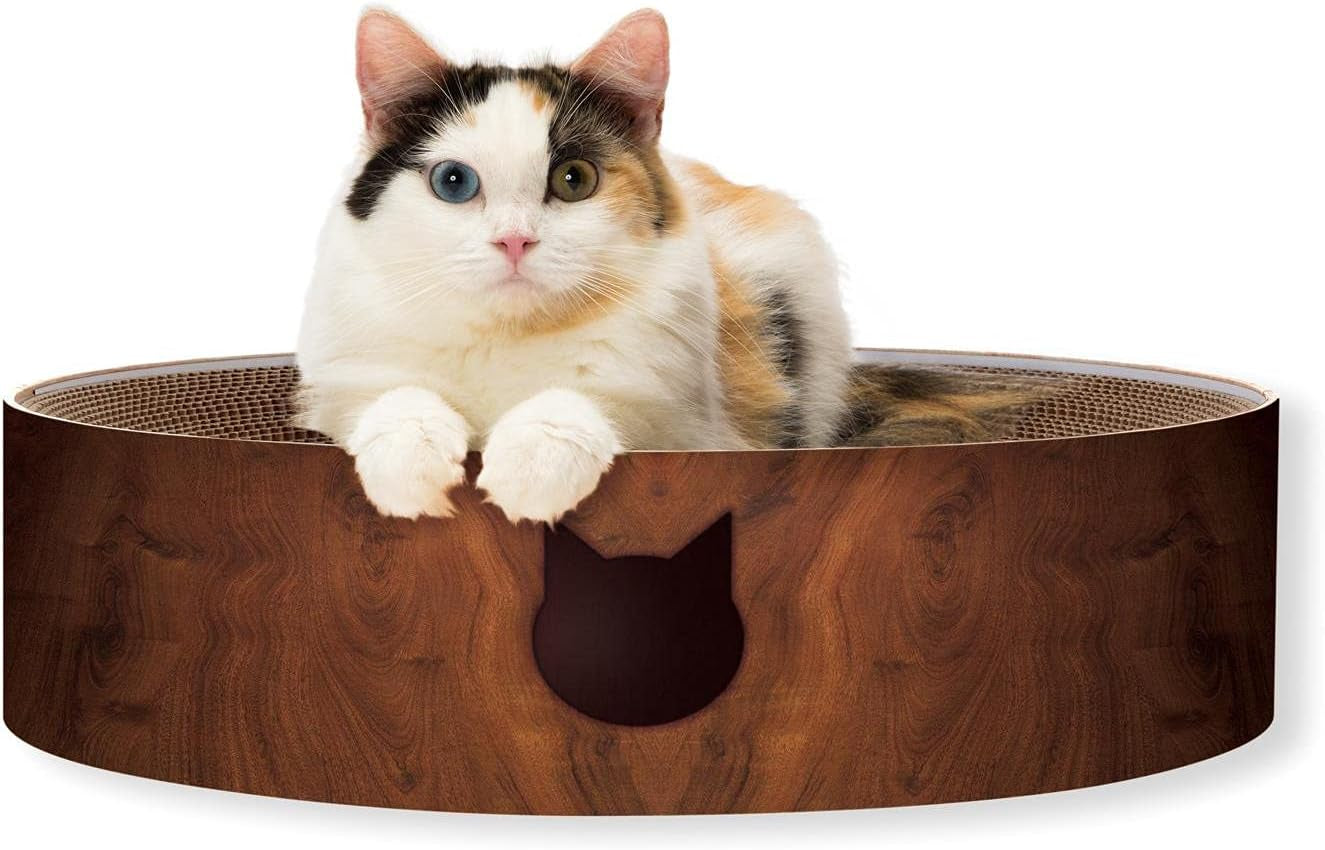 necoichi-cat-scratcher-bowl-for-indoor-cats-cat-scratching-lounger-with-reversible-usability-and-extra-comfort-for-lounge-cardboard-bed-couch-regular-dark-cherry