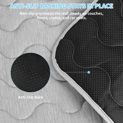 Dog Cooling Mat Q-Max>0.4 39.4" *27.6" Self Cool Pad for Dogs and Cats with Anti-Slip Bottom, Washable Portable Pet Sleeping Pad for Summer，Larger Size Grey4