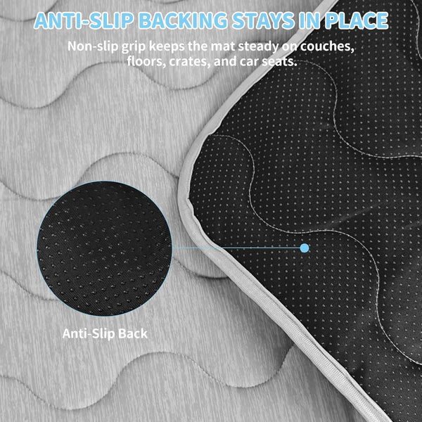 Dog Cooling Mat Q-Max>0.4 39.4" *27.6" Self Cool Pad for Dogs and Cats with Anti-Slip Bottom, Washable Portable Pet Sleeping Pad for Summer，Larger Size Grey4
