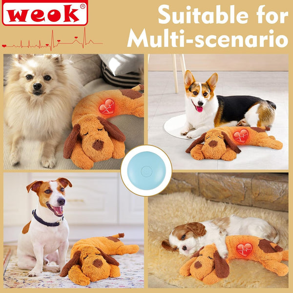 WEOK Heartbeat Puppy Toy, Comfort Cuddler Pillow, Dog Anxiety Relief Calming Aid,Heartbeat Stuffed Toy for Dogs,Puppy Heartbeat Toy Sleep Aid,Dog Heartbeat Toy for Pet2