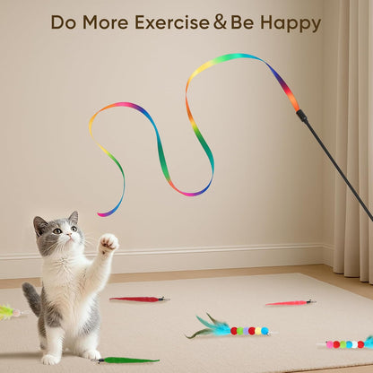 Cat Toys for Indoor Cats, 13 Packs Interactive Cat Wand Toy Set | Kitten Toys Feather Toys & Teasers, Fun Cat Toys for Exercise, Playtime and Boredom Relief7
