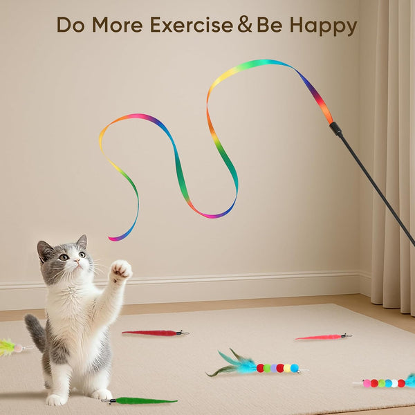 Cat Toys for Indoor Cats, 13 Packs Interactive Cat Wand Toy Set | Kitten Toys Feather Toys & Teasers, Fun Cat Toys for Exercise, Playtime and Boredom Relief7