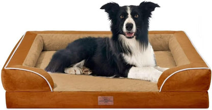 Comfort Expression Orthopedic Dog Bed for Extra Large Dogs with Bolster | Waterproof Dog Couch Bed with Washable Cover & Non-Slip Bottom, Supportive Egg Crate Foam XL Pet Bed, 42X30 Inch56