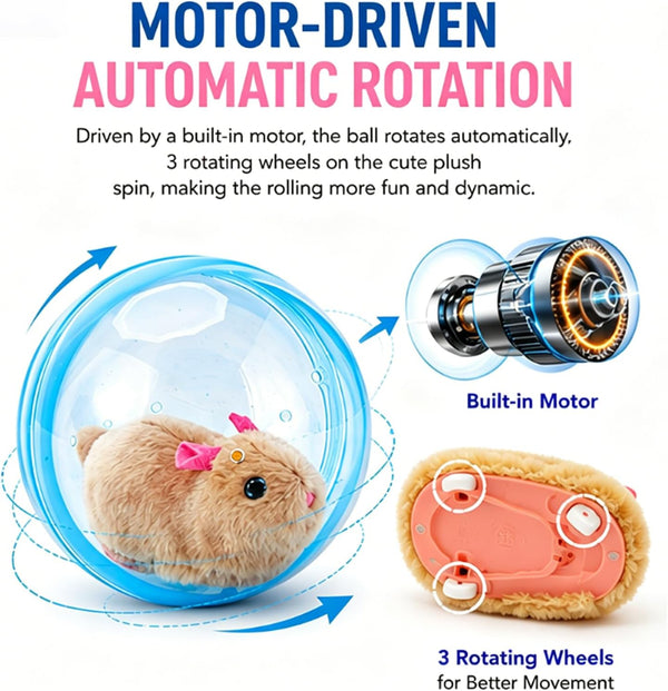 2026 New Self-Rolling Interactive Cat Ball Realistic Animal Automatic Moving Rolling Cat Ball 360° Rolling Spin Moving Cat Ball Fun Indoor Interactive Pet Ball for Cats Dogs Chasing (Blue, Mouse-A)3