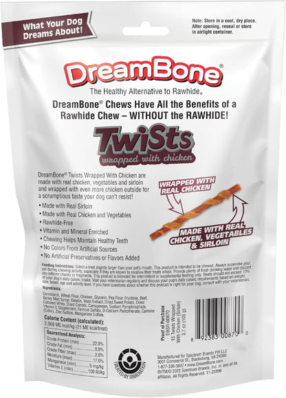 Dreambone Chicken Wrapped Sirloin Twist Stick Dog Treats, Daily Rawhide-Free Chew, Digests Safely and Completely, with Real Protein, Chicken, Sirloin and Veggies, 15 Count3