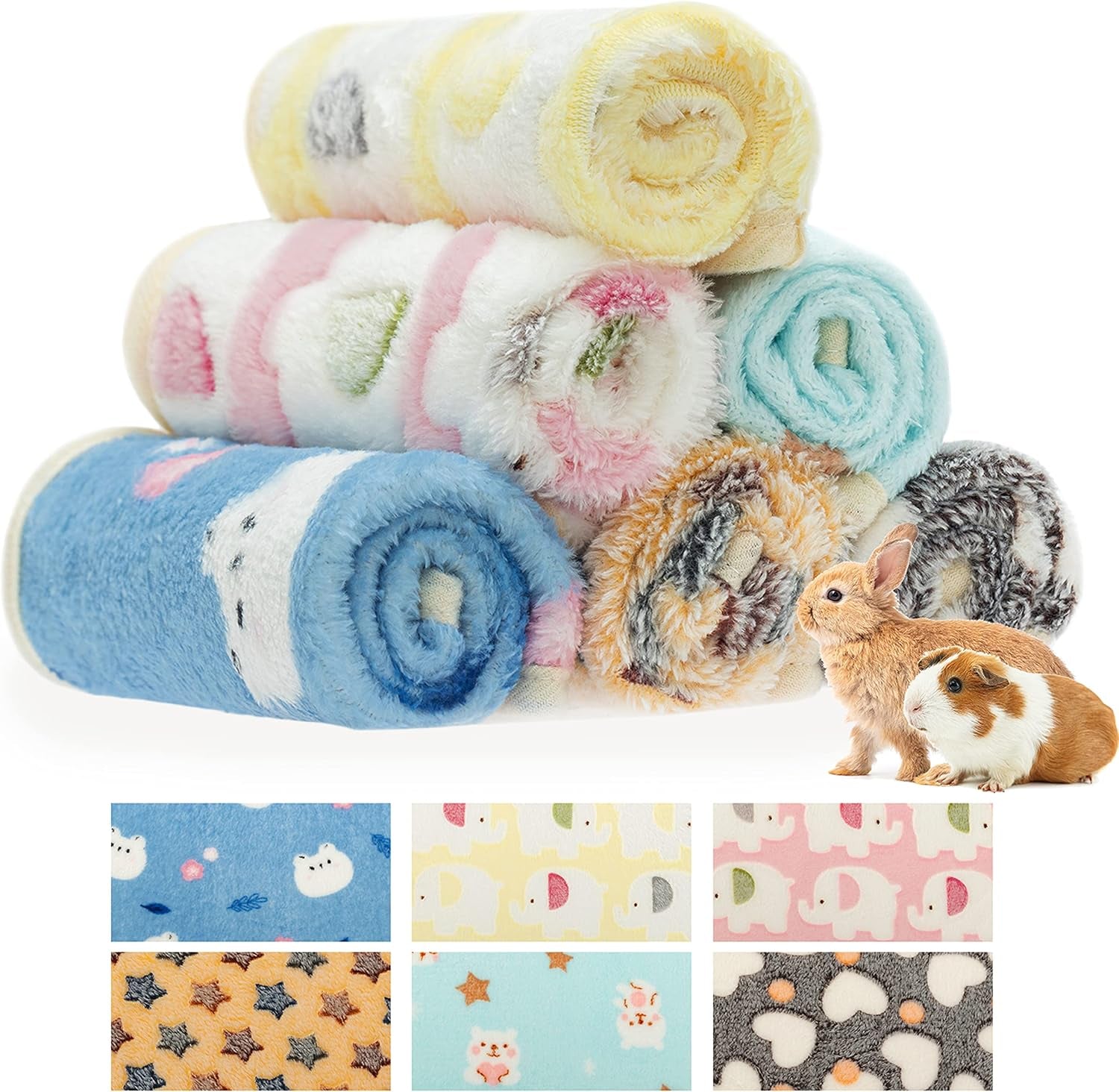 cusozwo-guinea-pig-bedding-mat-6-pack-soft-fleece-small-pet-blankets-washable-small-animal-cage-liners-sleep-mat-accessories-for-rat-rabbit-hamster-hedgehog-13-7x13-7in