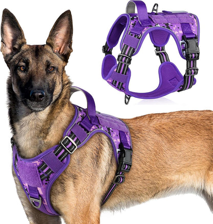 Rabbitgoo Tactical Dog Harness for Large, No Pull Military Service Vest | Molle & Handle, Heavy Duty, Adjustable, Reflective Straps, Easy Control for Training Walking, Black, Large73
