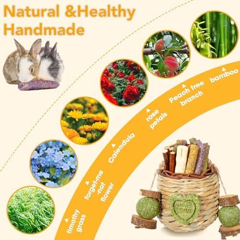jorewood-rabbit-chew-toys-natural-hanging-basket-with-sweet-bamboo-timothy-hay-peach-sticks-for-bunny-chinchillas-guinea-pigs-hamsters-rats-teeth-grinding