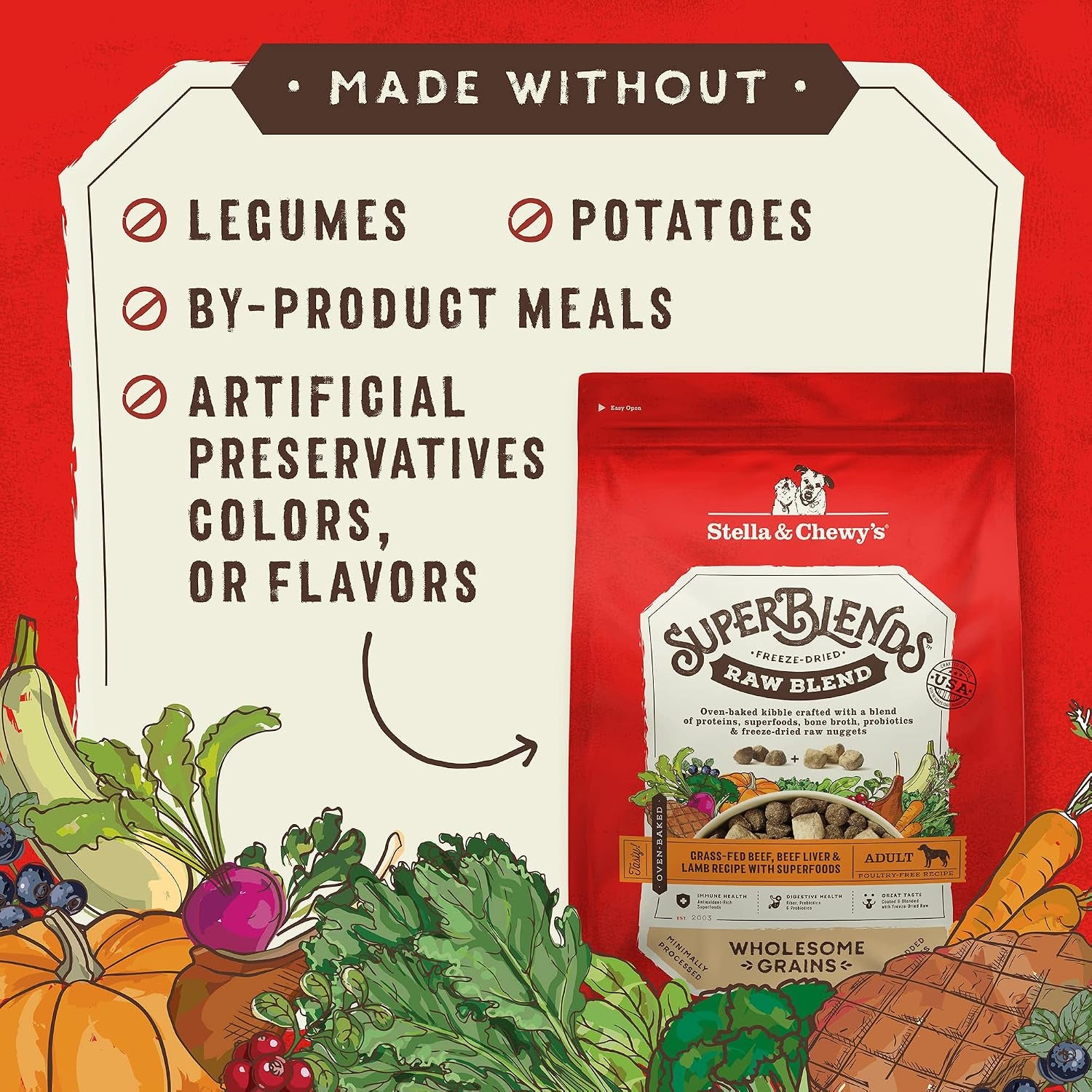 stella-chewys-superblends-raw-blend-wholesome-grains-grass-fed-beef-beef-liver-lamb-recipe-with-superfoods-3-25-lb-bag
