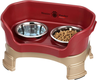 Neater Feeder Deluxe Mess-Proof Elevated Dog Bowls for Small Dogs (Up to 19 Lbs), 2 Height Adjustable (6” & 7.5”) No-Spill Raised Dog Bowl Stand, Stainless Steel Food Bowl Set, Made in USA, Cappuccino24