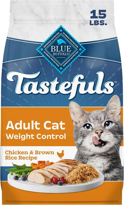 Blue Buffalo Tastefuls Chicken & Brown Rice Recipe Adult Dry Cat Food Weight Control, Real Chicken First, Deliciously Healthy Natural Cat Food, Supports Digestive Care and Coat Health, 15 Lbs.1
