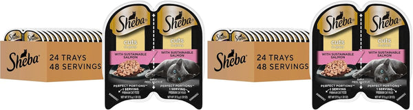 Sheba Perfect Portions Cuts Wet Cat Food, Sustainable Salmon, 2.6 Oz, 24 Ct | Grain-Free, Sustainable Salmon, 48 Servings, No Fillers or Artificial Flavors, Essential Vitamins & Minerals, Twin-Pack Trays13