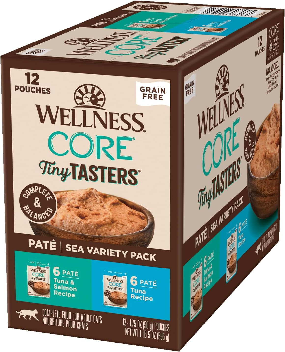 wellness-core-tiny-tasters-pate-variety-pack-adult-wet-cat-food-natural-protein-rich-grain-free-land-recipes-1-75-oz-pack-of-12-pouches