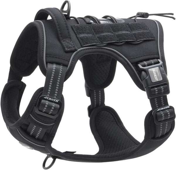 Auroth Tactical Dog Harness for Large Dogs No Pull Adjustable Pet Harness Reflective K9 Working Training Easy Control Pet Vest Military Service Dog Harnesses Army Yellow L60