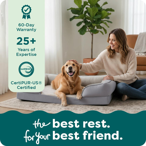 Furhaven Cooling Gel Dog Bed for Large Dogs, Perfect Comfort Sofa Bed with Cool Gel-Top Foam with a Solid Orthopedic Foam Base for Joint Support, Washable Cover, Jumbo XL, Plush & Velvet, Granite Gray9