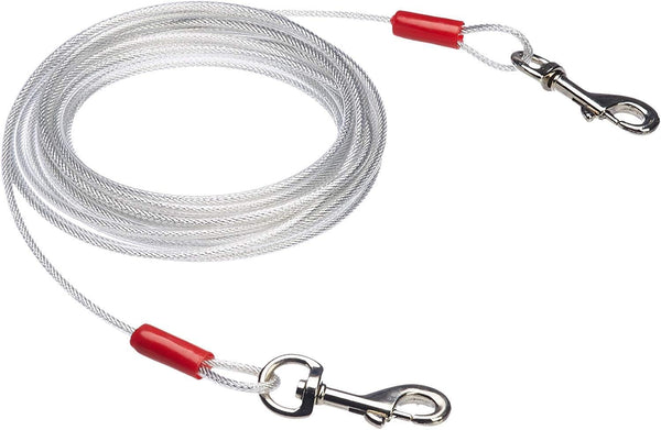 Amazon Basics Rust-Free Steel Wire Tie-Out Cable for Large Dogs up to 90 Lbs, Dog Leash Run Tether, 25 Feet, White1