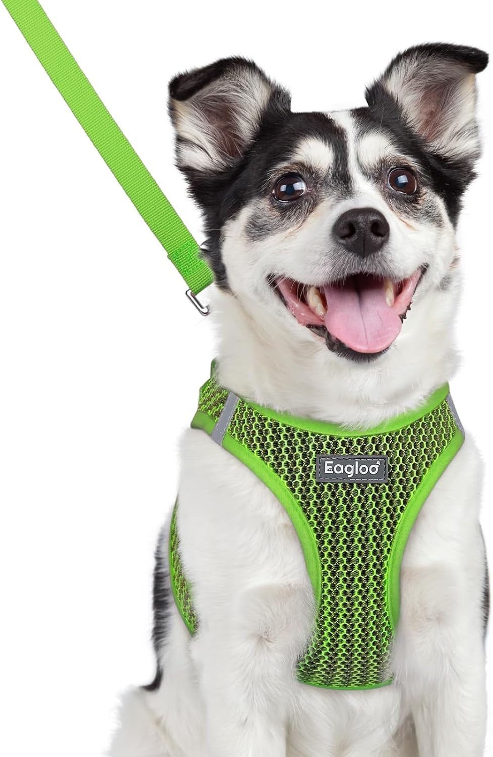 eagloo-small-dog-harness-and-leash-set-step-in-small-sized-puppy-pet-vest-light-soft-breathable-air-mesh-easy-on-and-off-with-hook-loop-reflective-for-safe-walking-pink-s