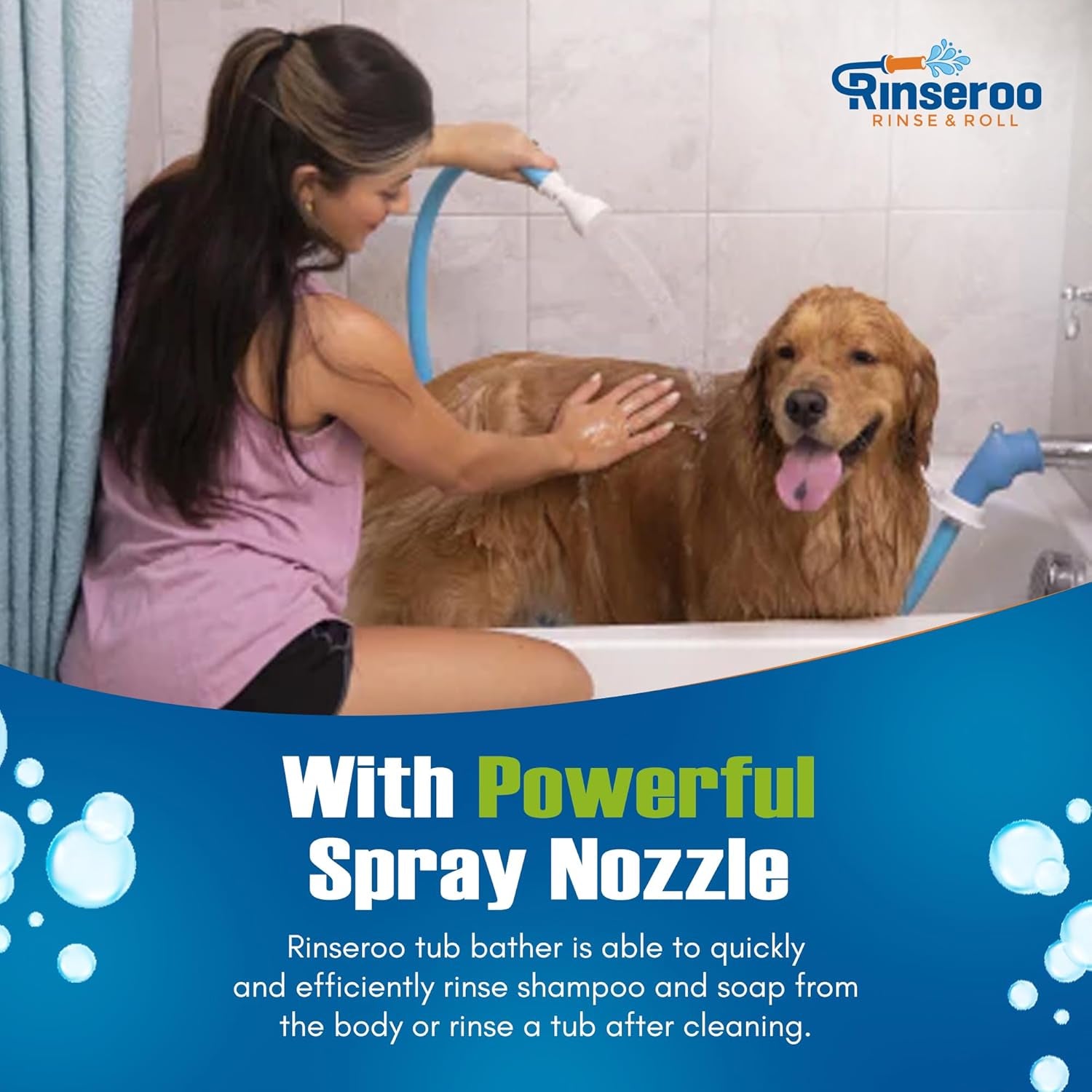 rinseroo-slip-on-bathtub-faucet-sprayer-attachment-ultra-flex-dog-shower-hose-adapter-portable-hose-attachment-with-sprayer-pet-showerhead-attach-tub-spout-5-foot-hose-no-install-for-speedy-washing
