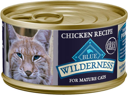 Blue Buffalo Wilderness Adult Cat 7+ Grain Free Chicken Paté Wet Cat Food, Supports Energy for an Active Life, Made with Natural Ingredients, 5.5-Oz. Cans (24 Count)12